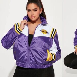 Fashion Nova Purple and White Varsity Jacket